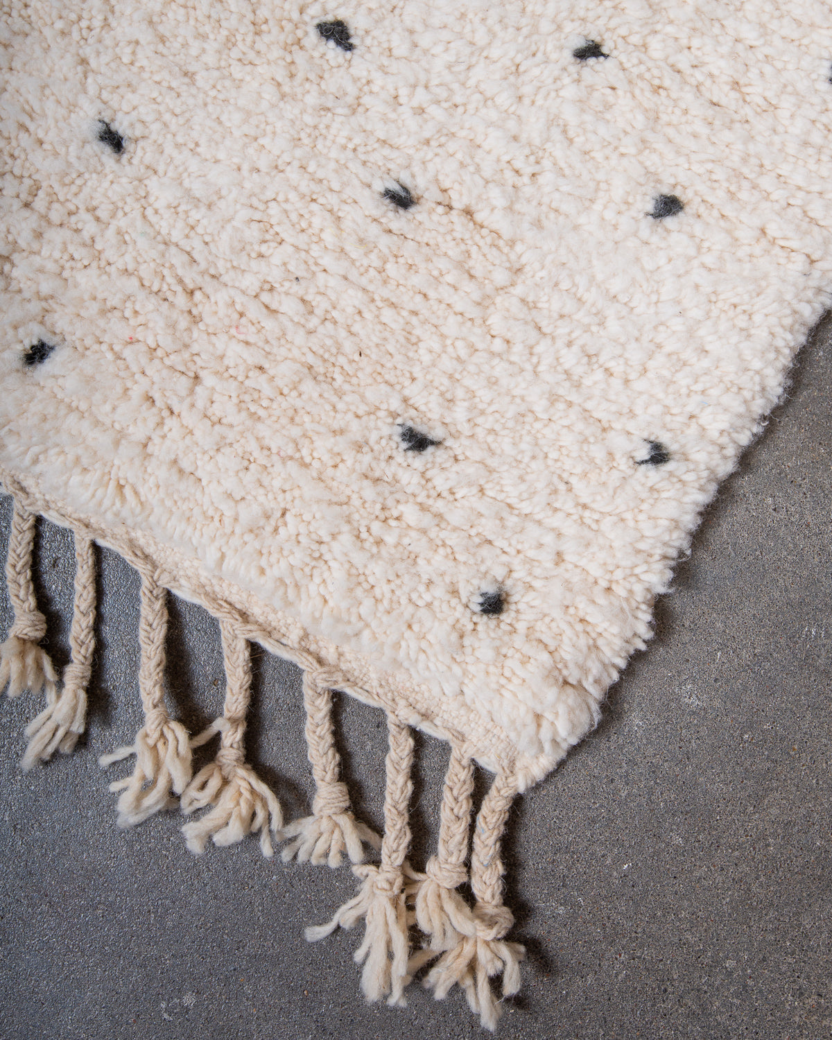 Modern, designer, handcrafted Berber rug from Morocco. Beniourain carpet with beautiful colours and patterns and fluffy wool texture.